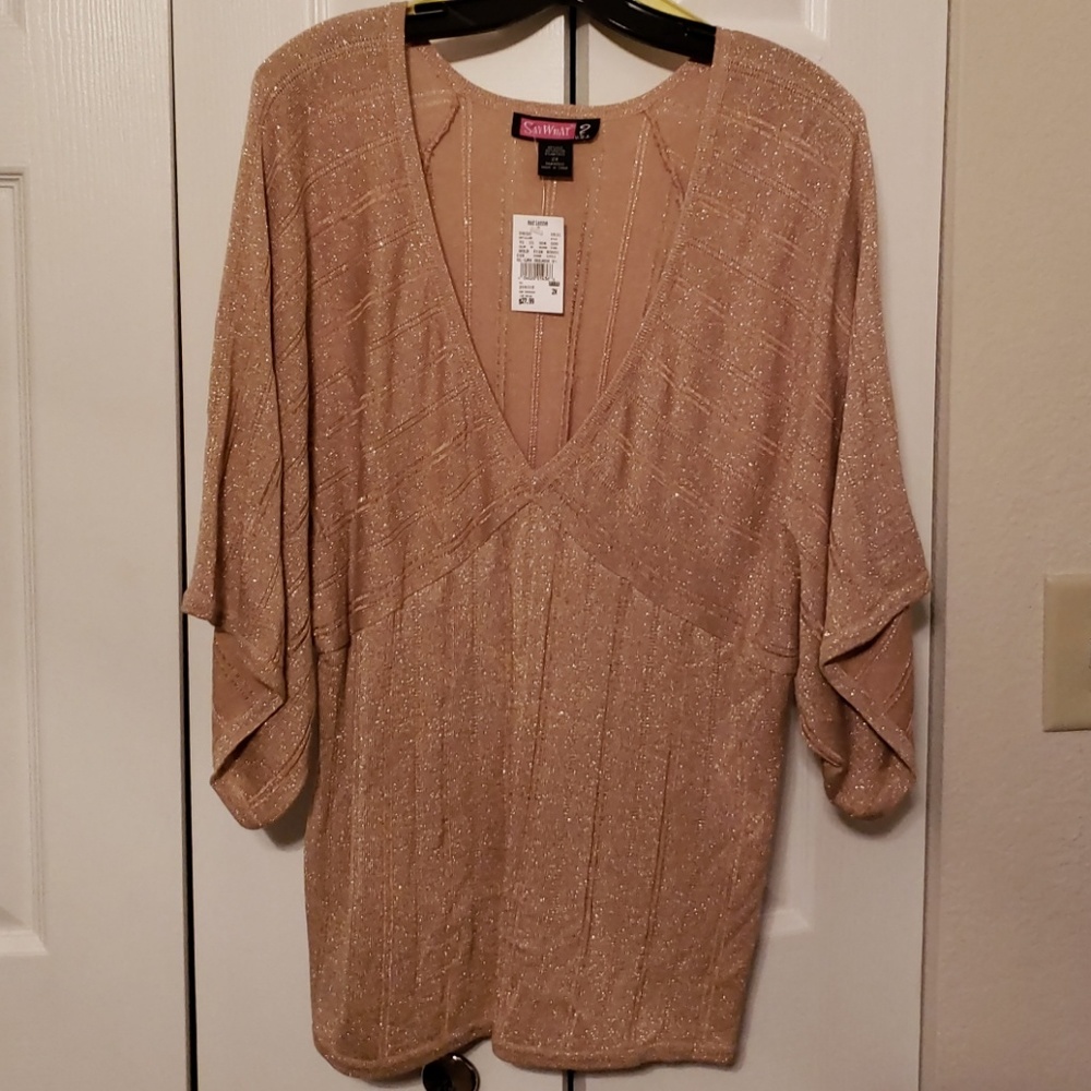 Gold, deep V-neck